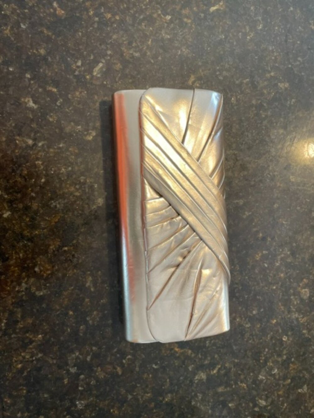 Wedding or formal silver clutch purse with should chain